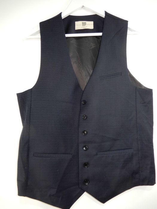 Kamizelka garniturowa elegancka wizytowa z wełną wełna granatowa 50