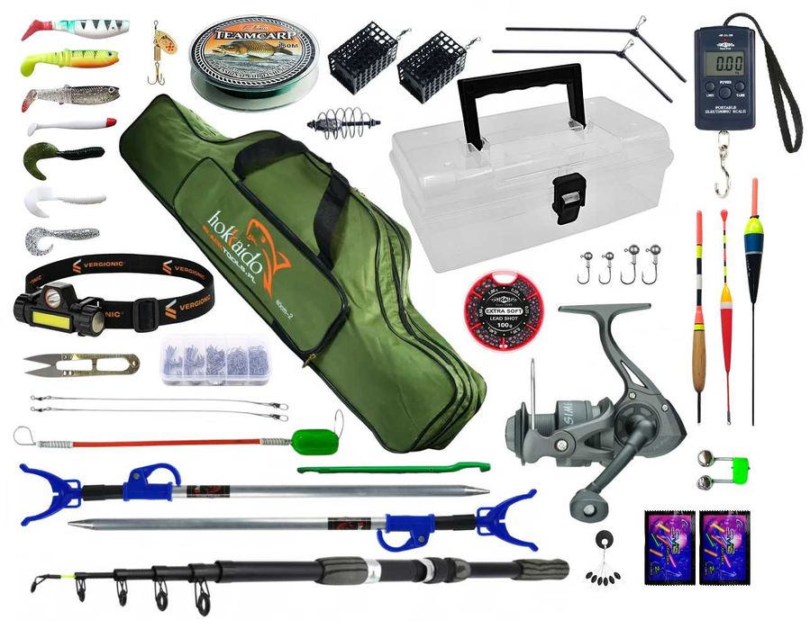 Mega zestaw wędkarski dla początkujących spławikowy spinningowy grunt
