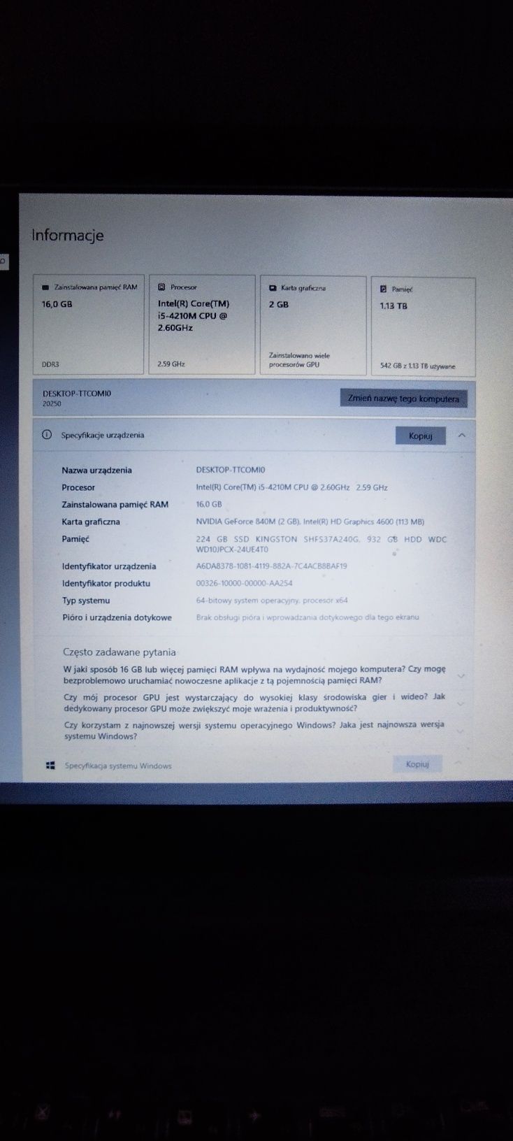 Laptop Lenovo IdeaPad Z710 ekran 17"