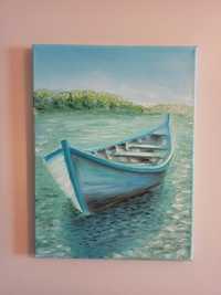 Obraz olejny "Łódka" 40x30, ręcznie malowany
