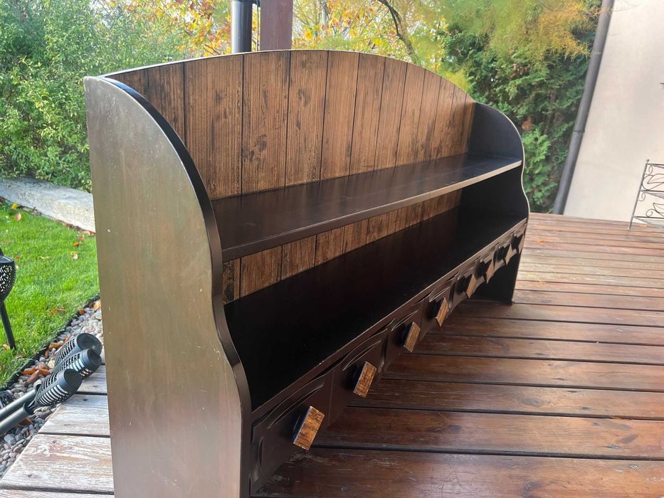 Szafka stojąca z półkami i szufladkami - drewniana