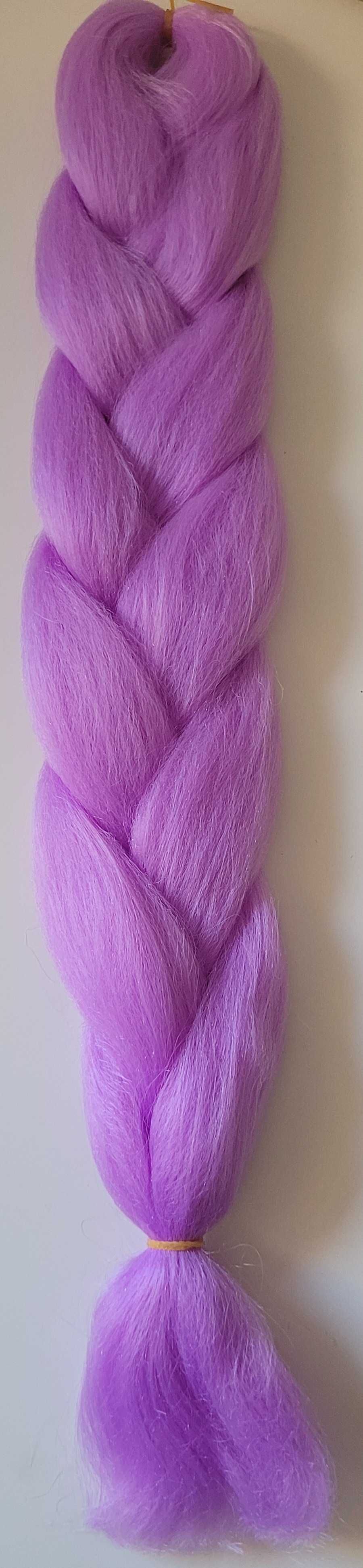 Włosy Syntetyczne Kolorowe Warkoczyki Fiolet Lila