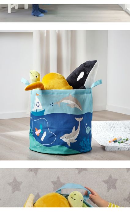 BLÅVINGAD Ikea torba kosz do przechowywania zabawek
Torba, wzór zwierz