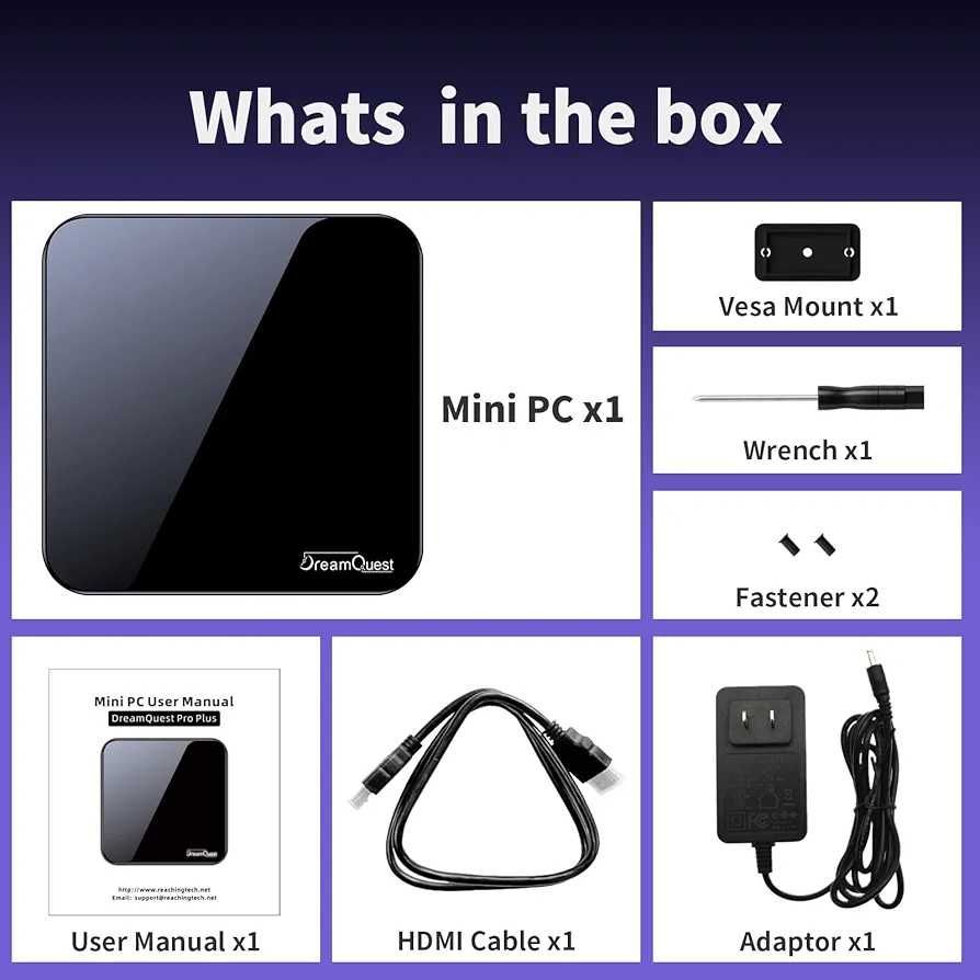 DreamQuest Mini PC z systemem Windows 11 Pro, Intel N100