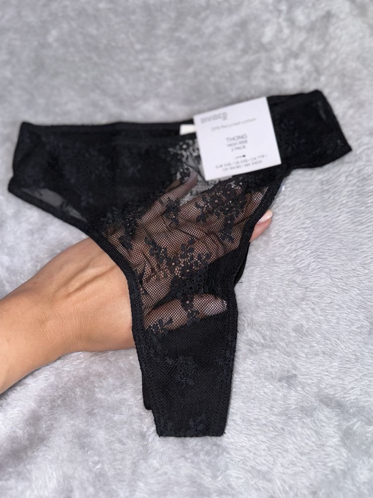 H&M ekskluzywna bielizna wysoka talia pas koronka bawełna Xs 2 pack