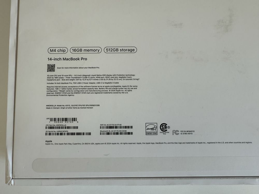 MacBook Pro 14" M4 Late 2024 Silver MW2W3