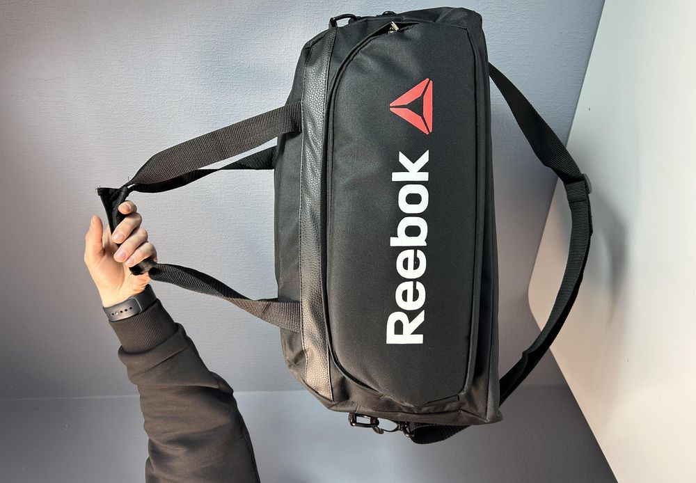 Стильная мужская сумка Reebok черная, спортивная через плечо, рибок