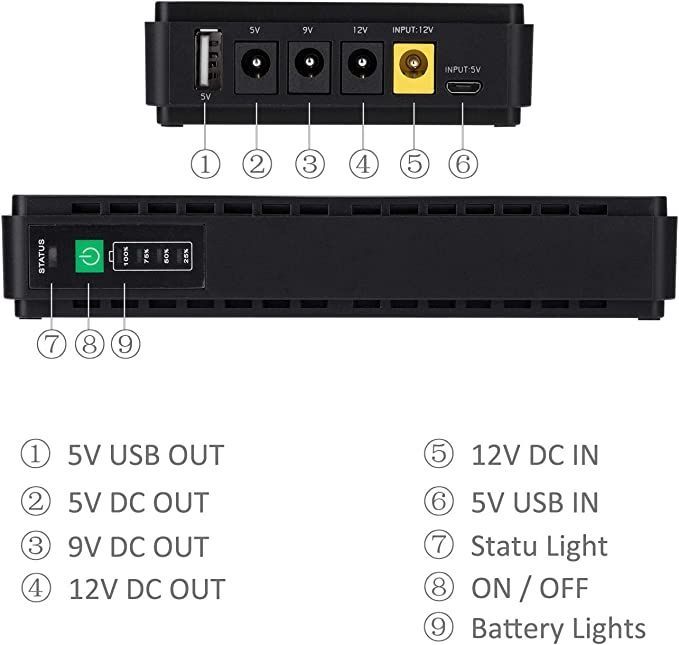 Mini UPS для роутера новый упс ДБЖ USB 9V 12V