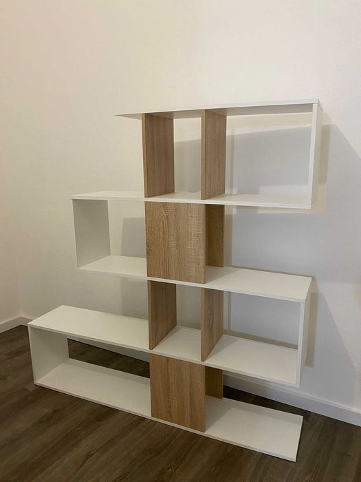 Estante Zig-Zag Branco/ Carvalho