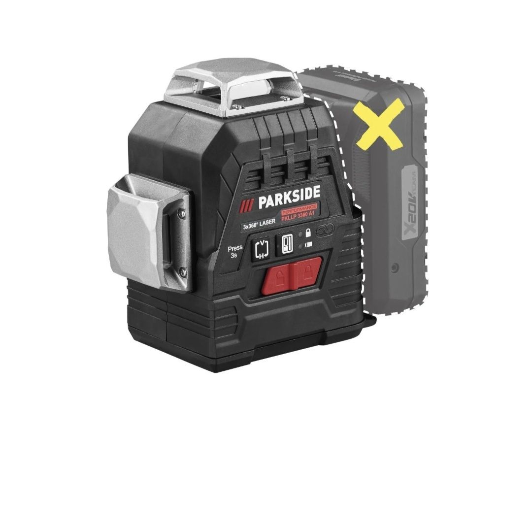 Nível laser de linha cruzada recarregável 20V parkside performance