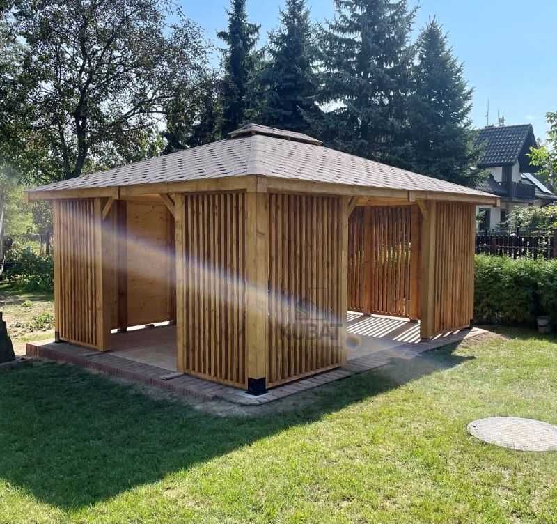 Nowoczesna altana ogrodowa 4x5 | altanka z lamelami | altana drewniana