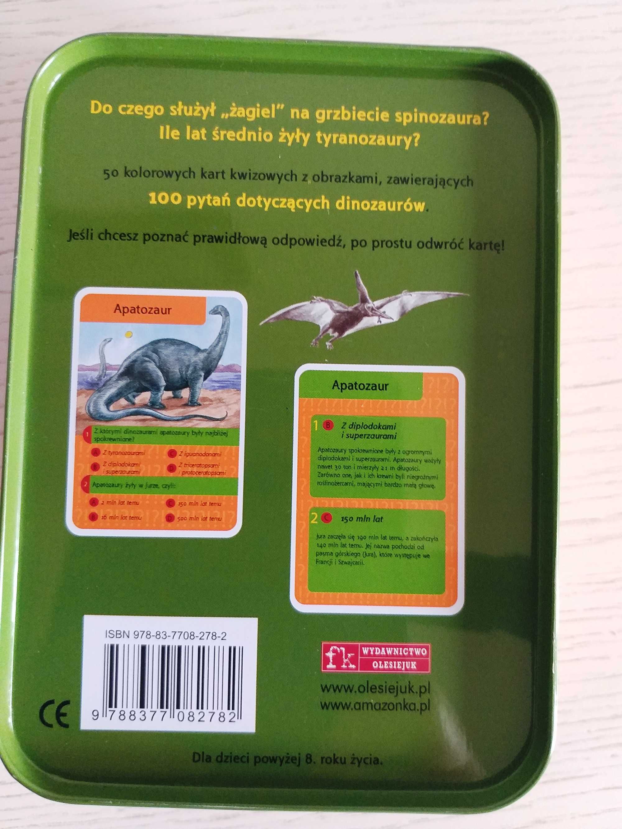 Dinozaury gra edukacyjna karty z pytaniami