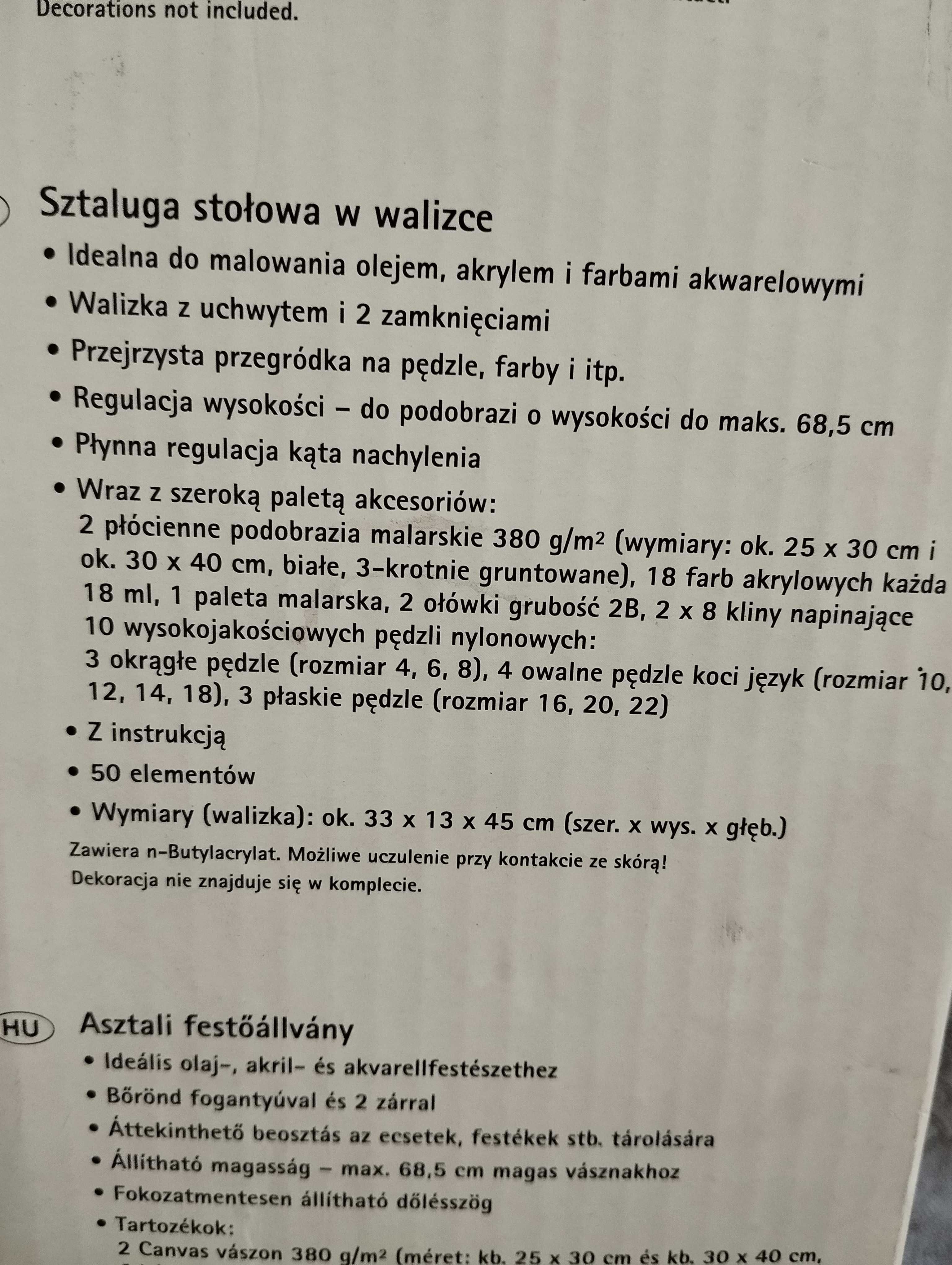 Sztaluga stołowa w walizce (50 elementów wyposażenia!)