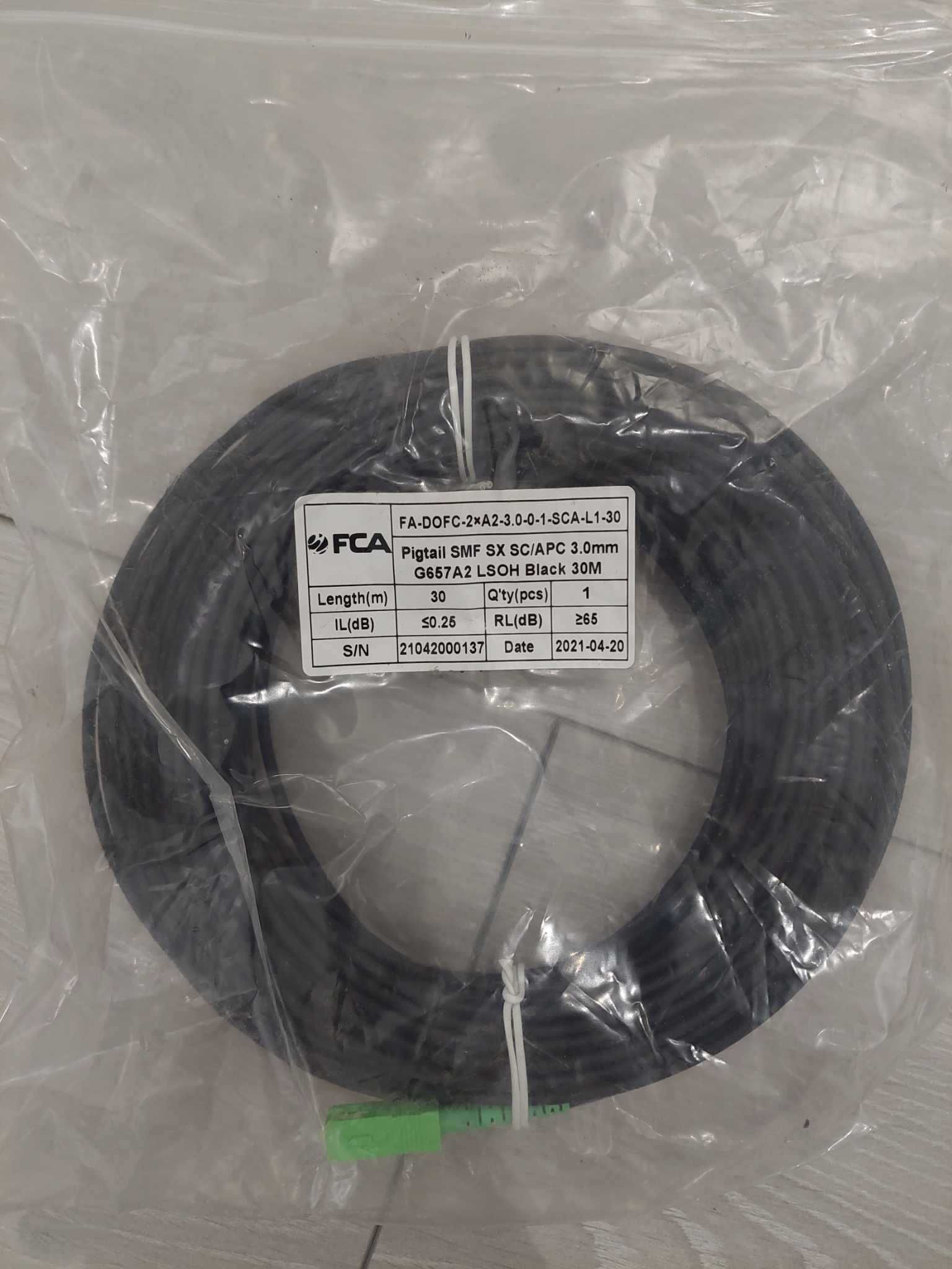 Kabel światłowodowy FCA Pigitail SMF SX SC/APC 3.0mm