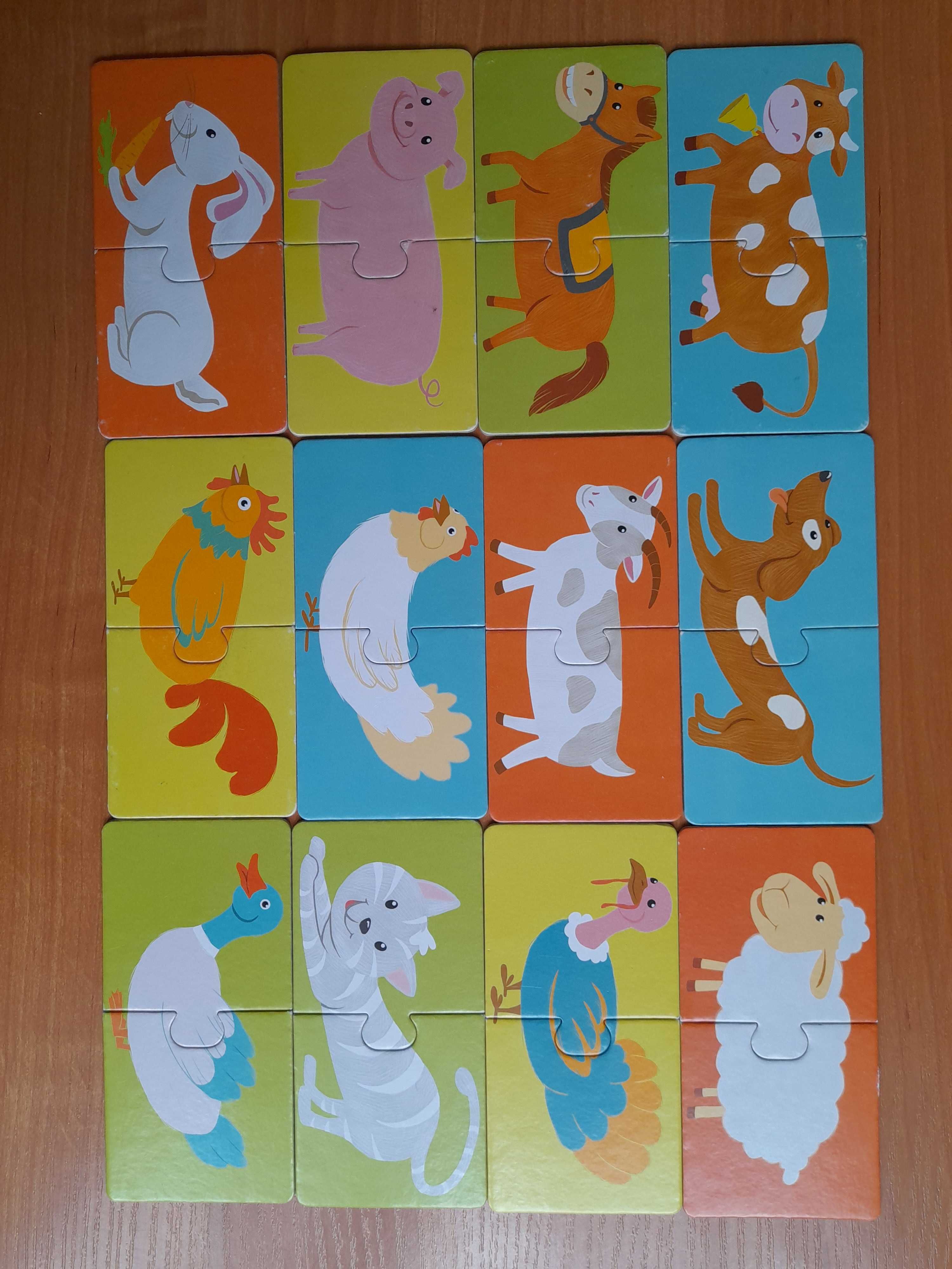 Puzzle pets , połówki zwierząt,  12 obrazków, wiek 12m +