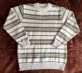 Sweter męski beżowy w paski L/XL