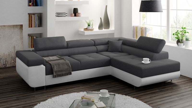 Narożnik MIAMI rogówka REGULOWANE zagłówki RUCHOME sofa kanapa narożna