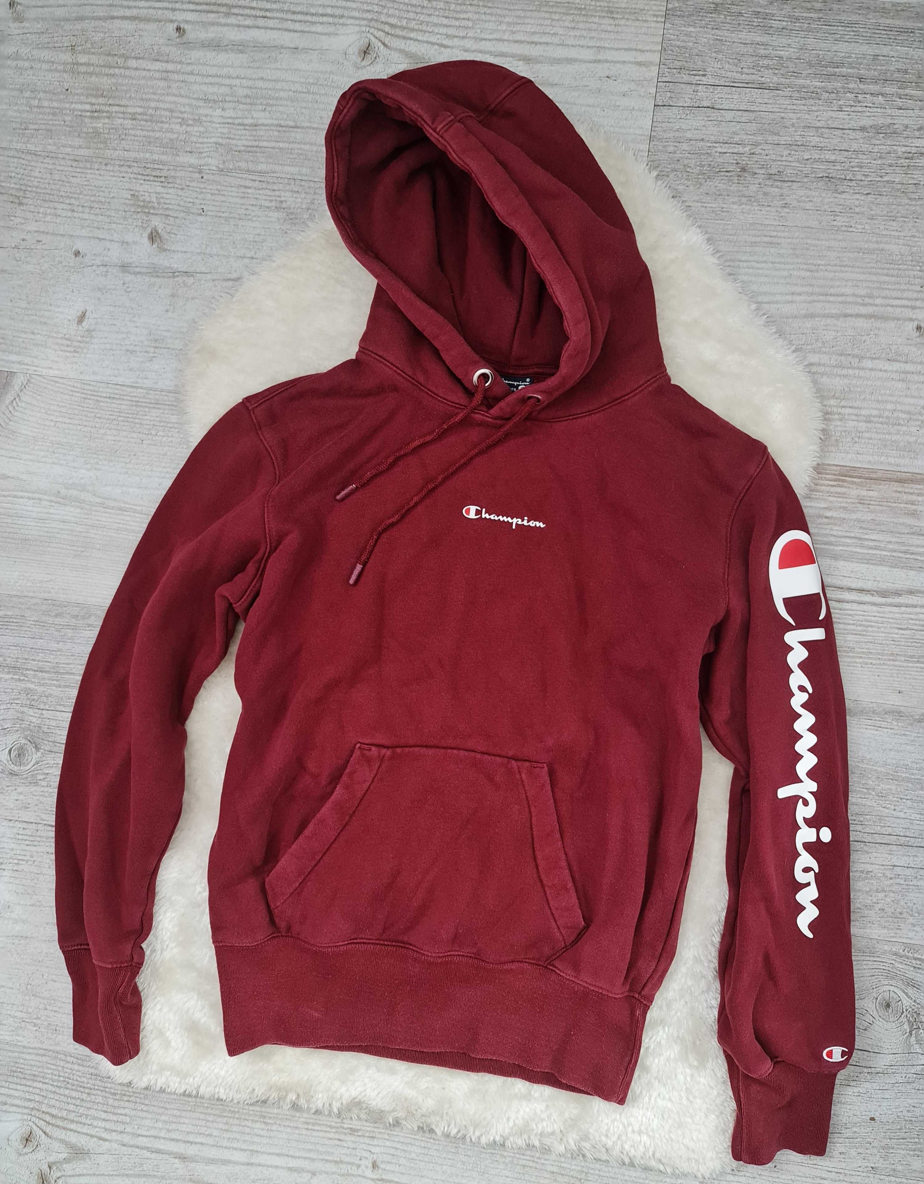 Bluza z kapturem Champion Rozmiar XS Burgundowa Logo Oryginalna