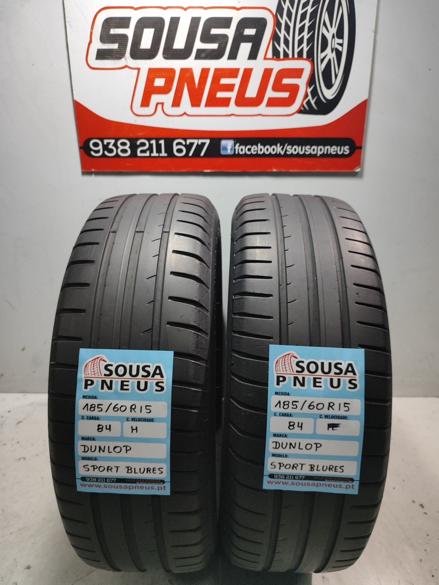 2 pneus semi novos Dunlop 185/60R15 84H Oferta dos Portes