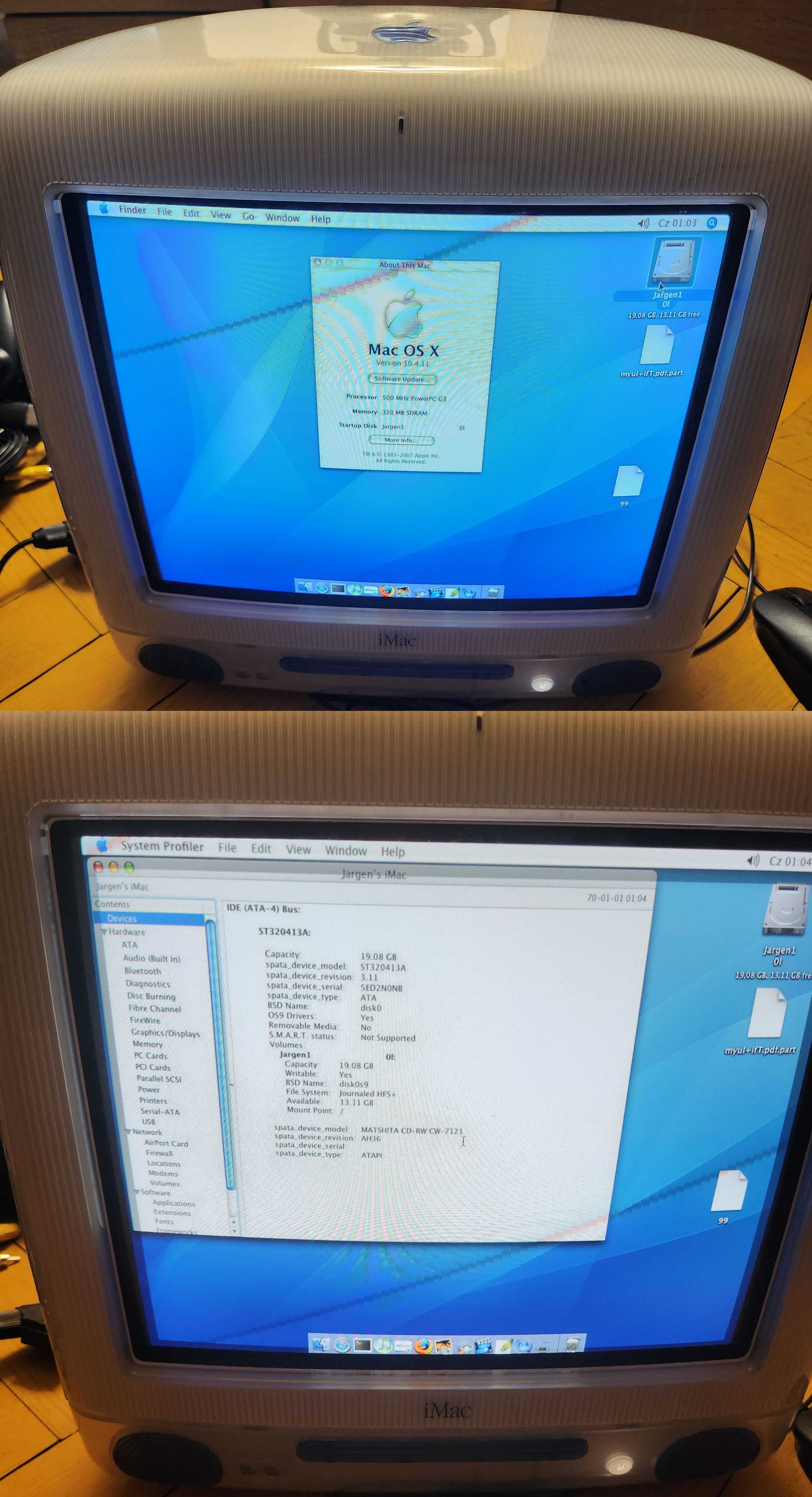 Stary retro komputer Apple iMac G3 Indigo Blue Mac Os 10 Power Pc