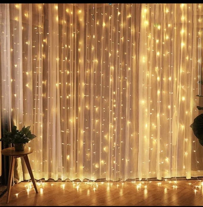 Гірлянда штора РОСА 3М*3М Світлодіодна, USB, 300 LED, Нова, 8 режимів