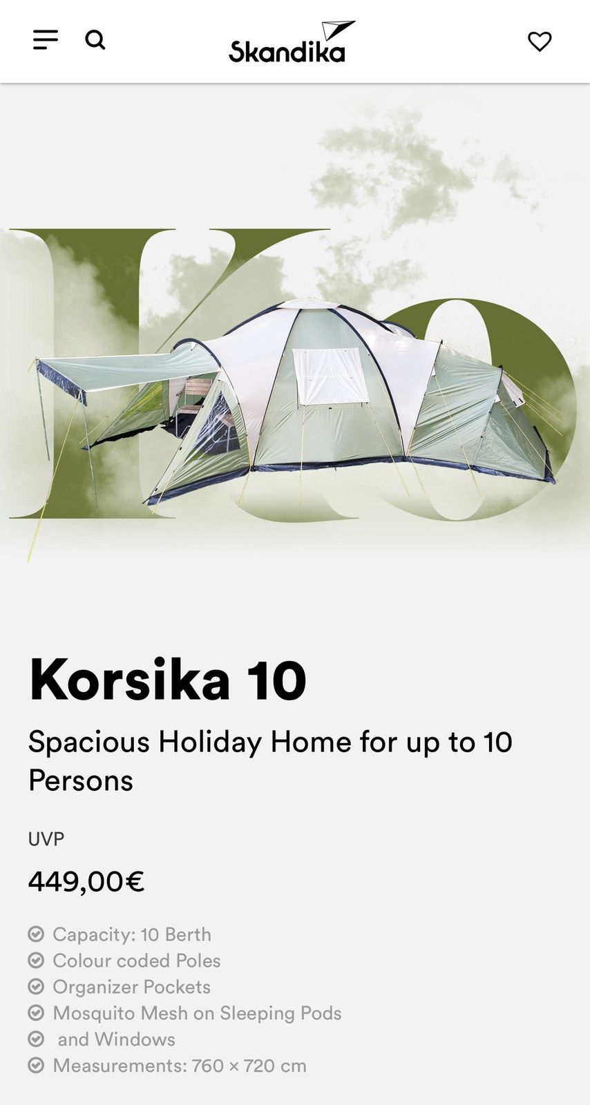 Палатка дом намёт 4 комнаты Корсика 10 персон skandika outdoor большая