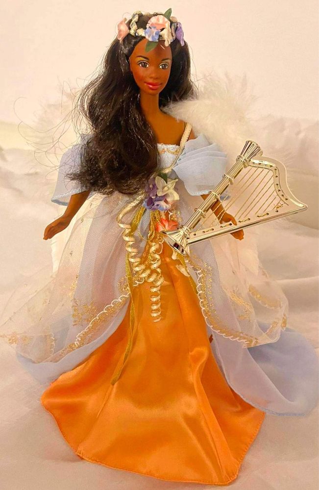 Lalka Barbie seria Harpist Angel Angels of Music African American 1997
