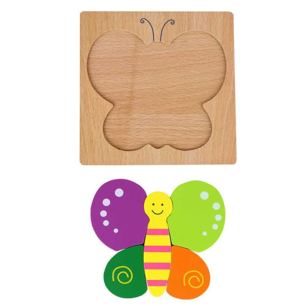 Puzzle drewniane edukacyjne klocki dla dzieci motyl