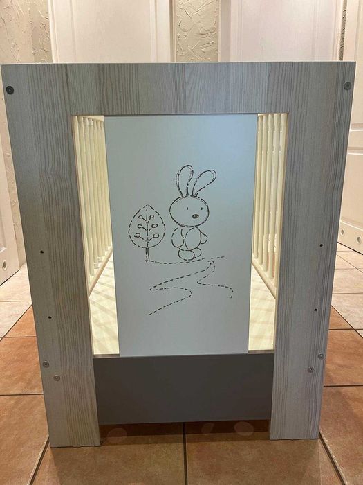Łóżeczko dziecięce 120x60 Klupś Safari Zajączek Ecru Jesion