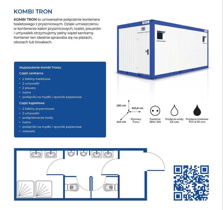 Kontener biurowy sanitarny wynajem na budowę toaleta przenośna WC