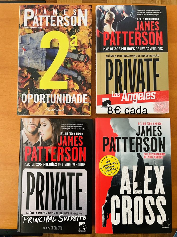 Livros de James Patterson e Jeff Abbott a 8€, praticamente novos