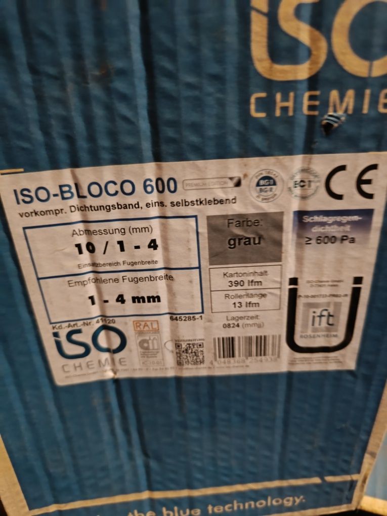 Taśma rozprężny isISO-BLOCO 600, Kompriband BG1, grau, 10/1-4 mm, 13 m