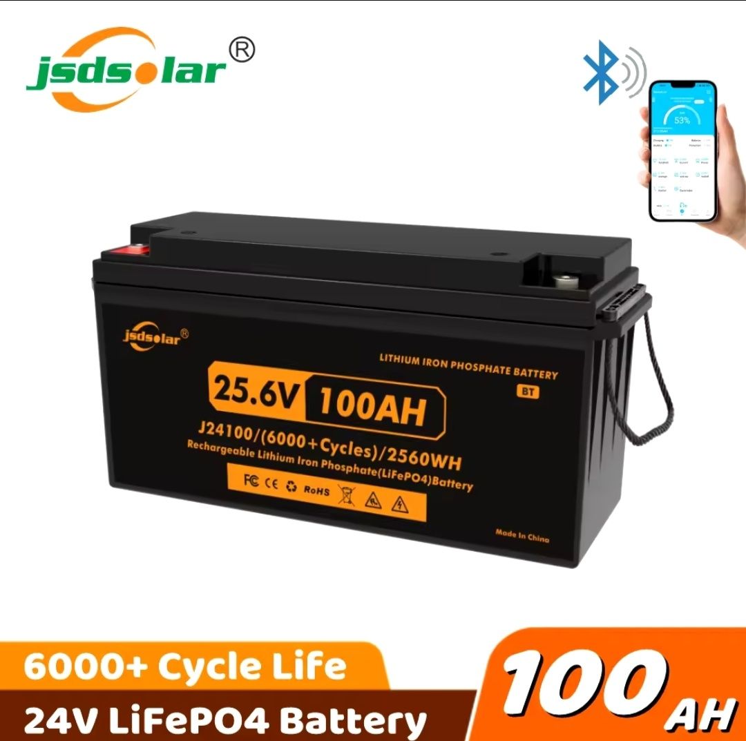 Акумулятори JSDsolar 24V100Ah та 12V200Ah LiFePo4 Bluetooth
