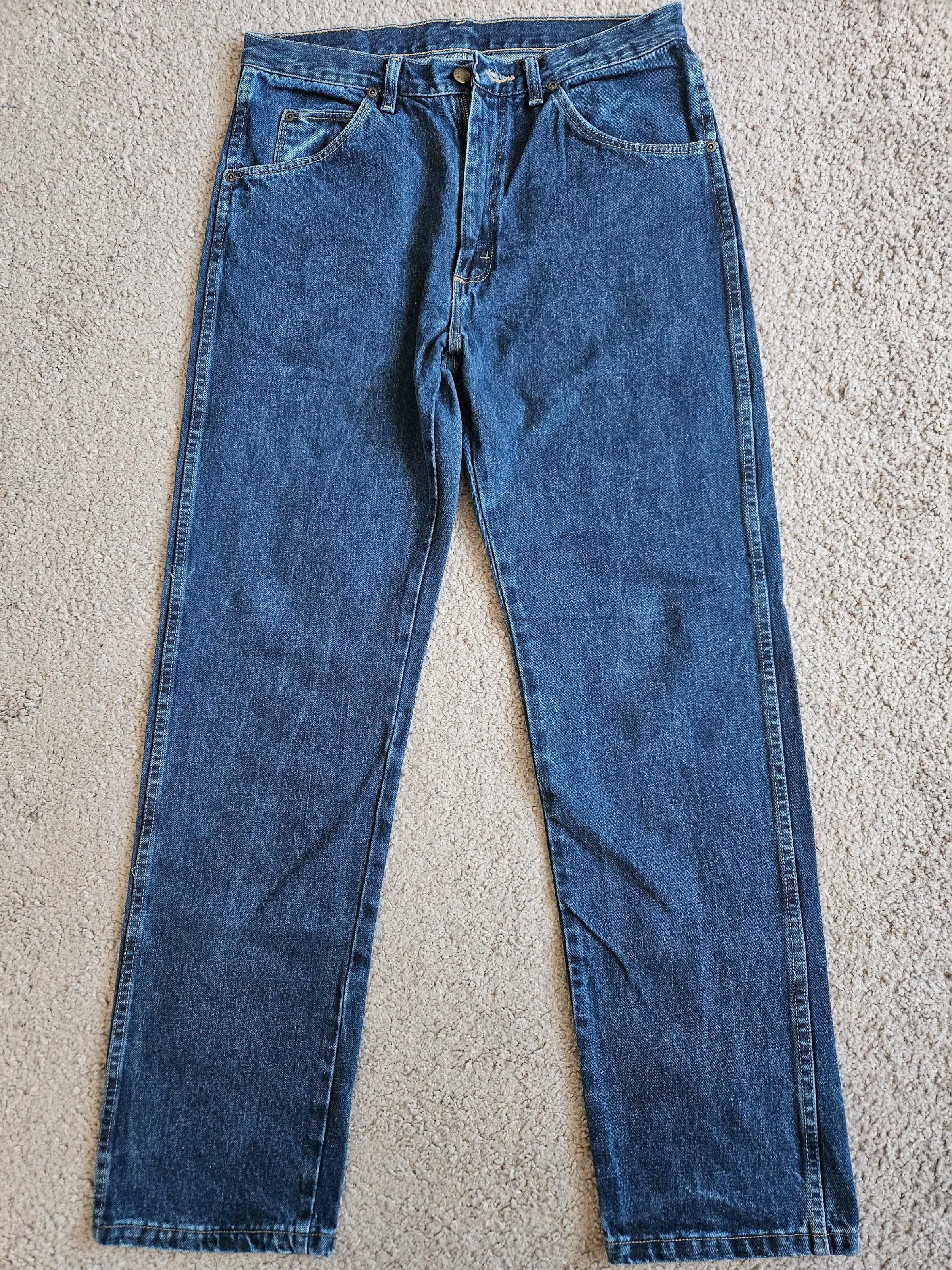 Granatowe jeansy vintage Wrangler, 100% bawełna, W33 L32