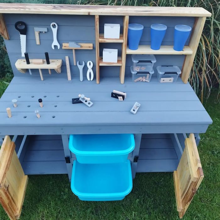 Stół warsztatowy drewniany plac zabaw dla dzieci