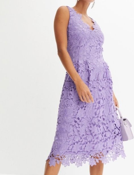 B.P.C koronkowa sukienka fioletowa z ażurowej koronki ^48