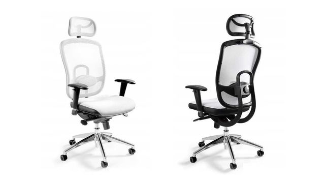 Fotel biurowy, obrotowy ergonomiczny, biały