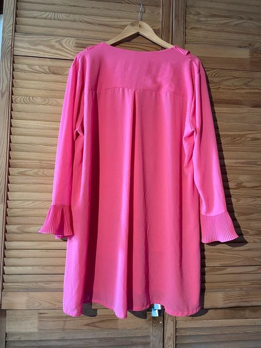 Koszula różowa Made in italy 3XL falbany transparentna długa elegancka