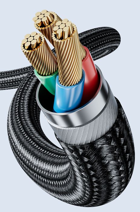 Аудіо Кабель AUX Jack 3.5mm/ 2 RCA, Стерео HI-FI Високоякісний шнур