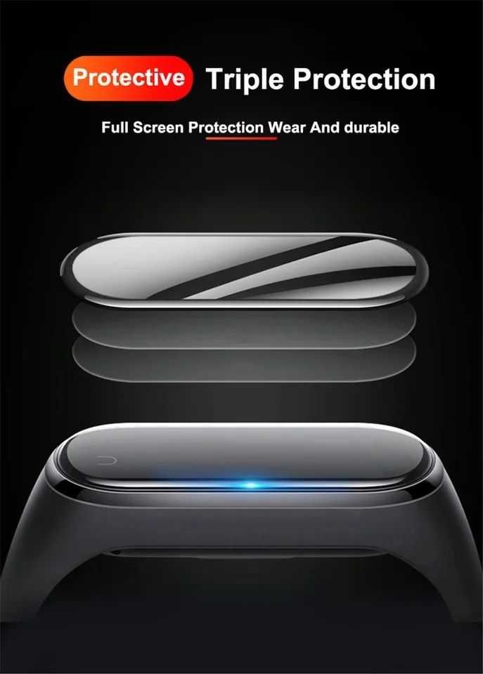 Скло-плівка Xiaomi Mi Band 4, 5, 6, 7, 8 на фітнес браслет