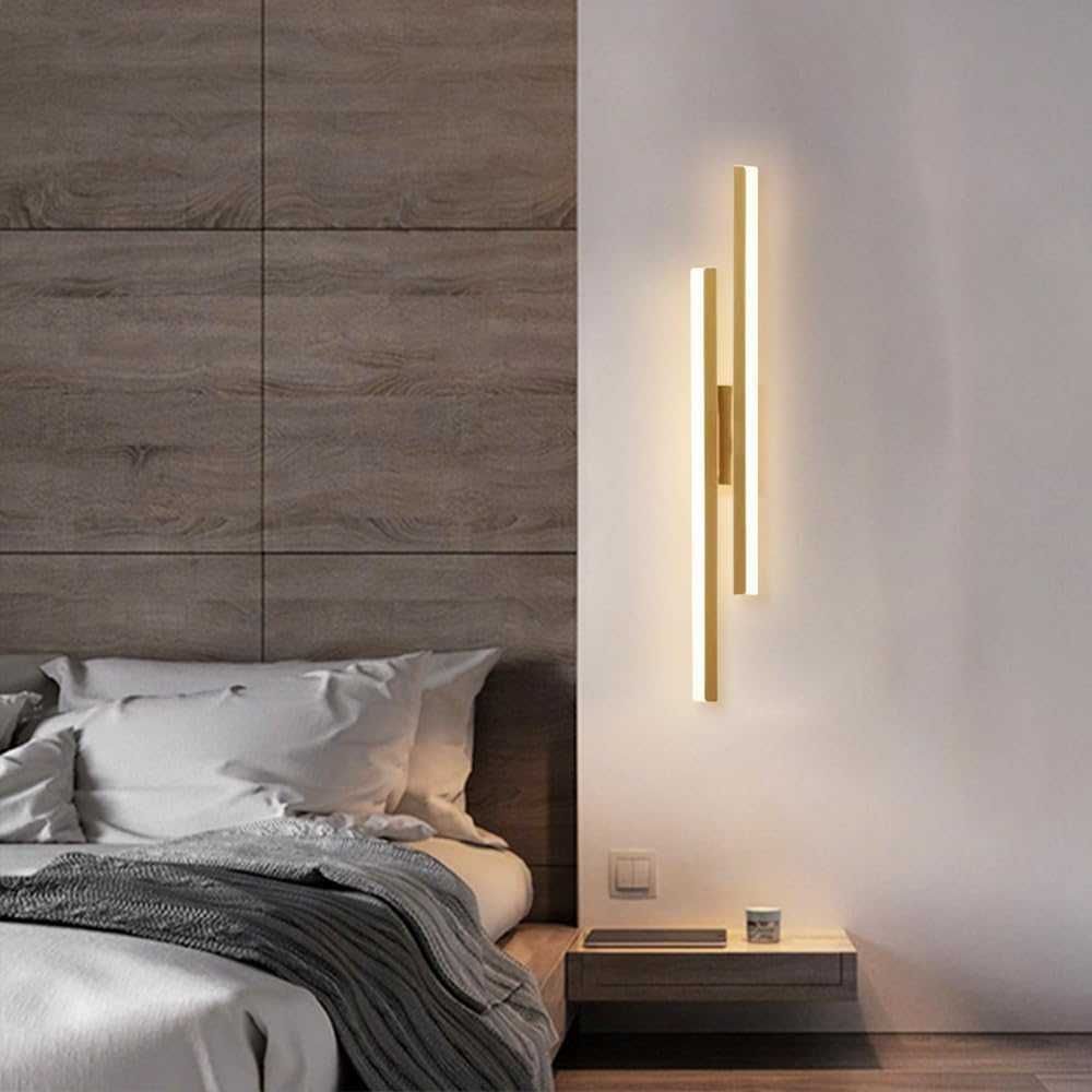 Złoty kinkiet liniowy LED lampa ścienna 18w