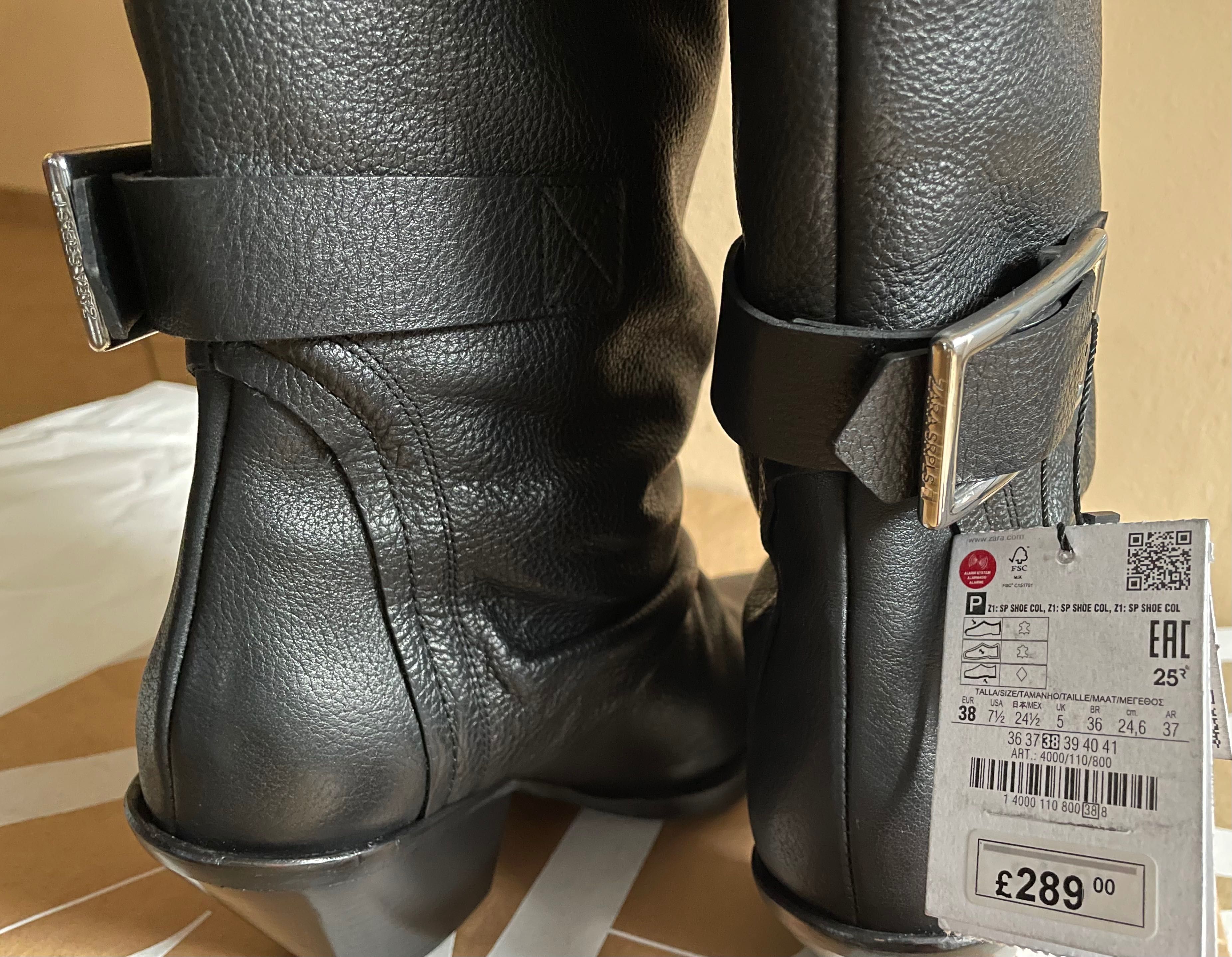 ZARA SRPLS Kozaki slouchy 100% skóra r. 38