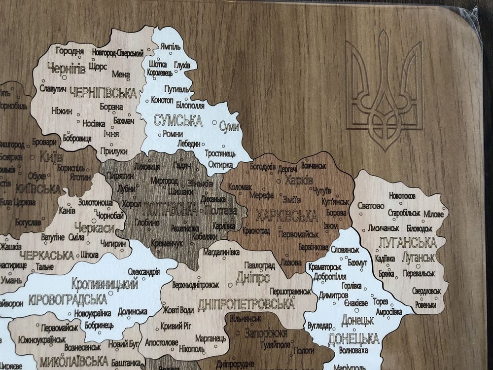 Деревяна карта пазл України