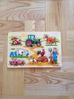 układanka edukacyjna drewniana puzzle 9 el.  farma