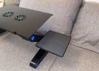 Столик для ноутбука подставка алюминий черная с активным охлаждением