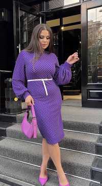 Платье с длинным рукавом фиолетовое размер 58 - 60