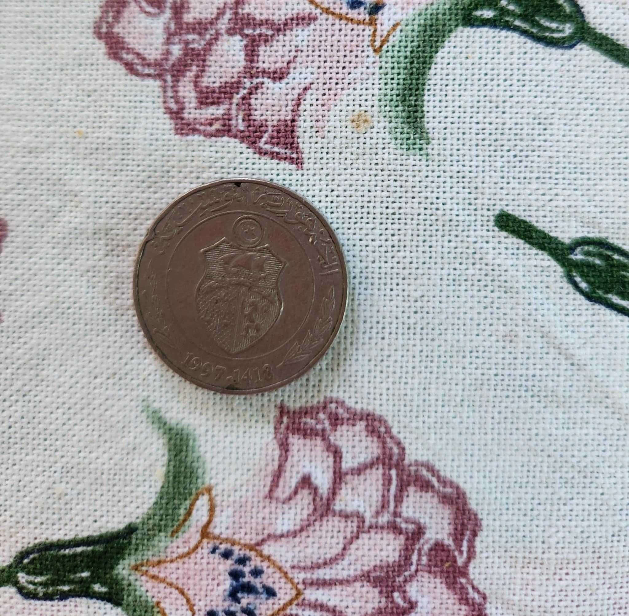 Moeda 1/2 Dinar Tunísia 1997 a 1418