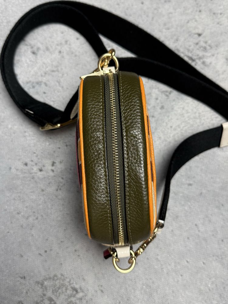 Skórzana torebka Coach, mini dempsey camera bag signature stripe