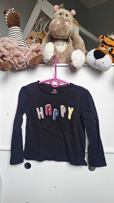Bluzka z długim rękawem czarna Happy basic