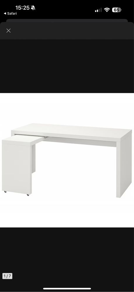 Biurko MALM ikea wysuwany bok brązowe